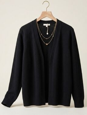 Sag Harbor Black Cardigan Sweater Large